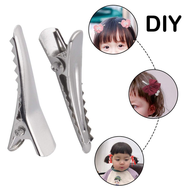 Aylifu 30MM Small Alligator Hair Clips, 100 Pieces Silver Metal Alligator Hair Pins Teeth Bows Crocodile Hair Clips Holders Accessories for Hair Care, Arts & Crafts Projects - Image 3